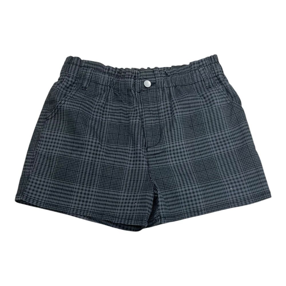 Love, Fire Gray Plaid High Waist Paperbag Shorts Kids XL